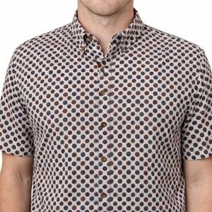 Vintage 90s World Island XL Geometric Aztec Print Button Up Retro Shirt USA Made